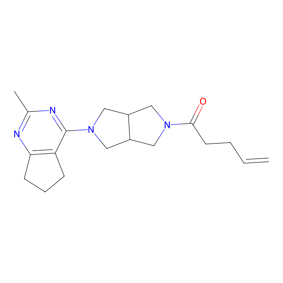 1-(5-{2-methyl-5H,6H,7H-cyclopenta[d]pyrimidin-4-yl}-octahydropyrrolo[3,4-c]pyrrol-2-yl)pent-4-en-1-one molecular structure, CAS 2741944-28-3