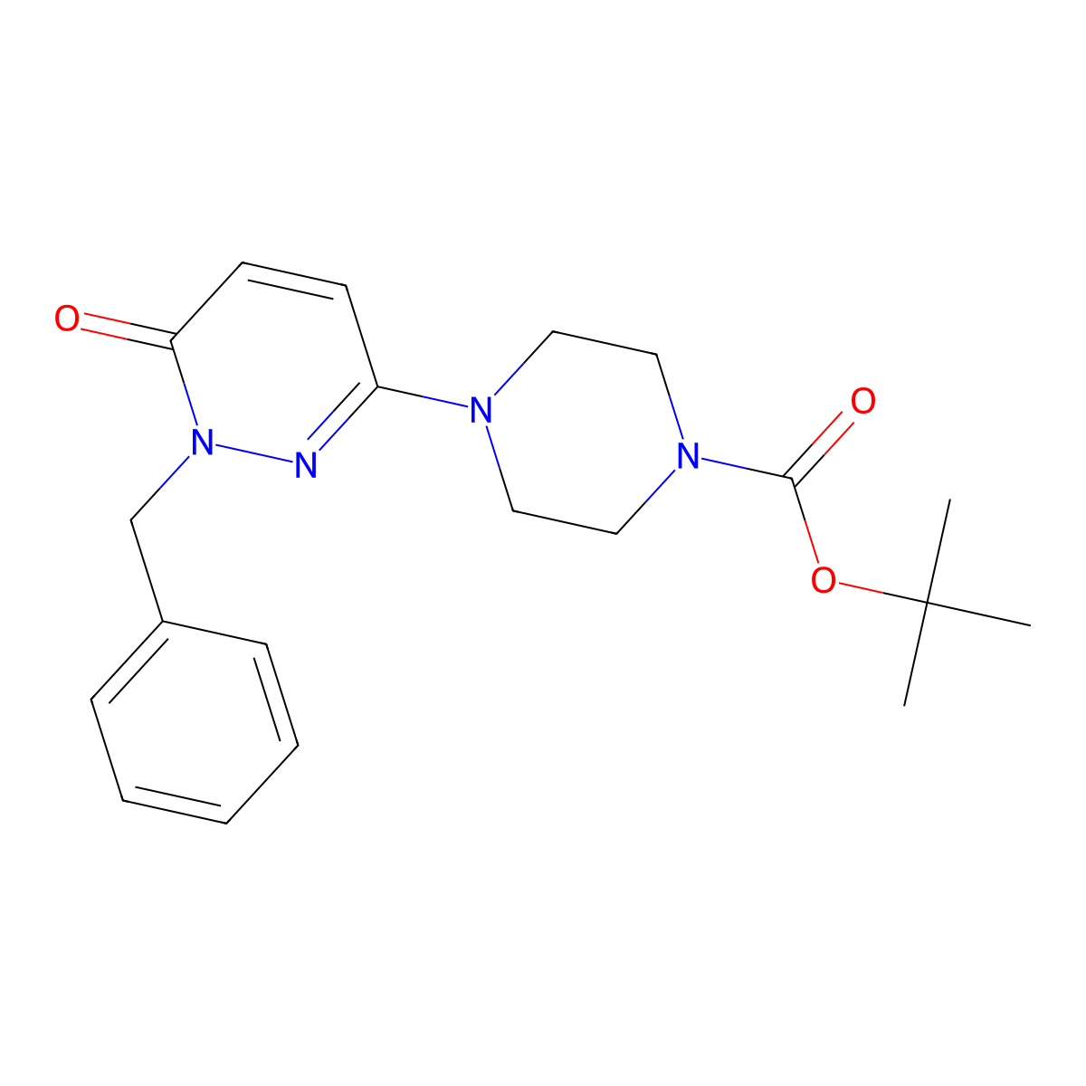 Tert-butyl 4-(1-benzyl-6-oxo-1,6-dihydropyridazin-3-yl)piperazine-1-carboxylate molecular structure, CAS 2741944-29-4