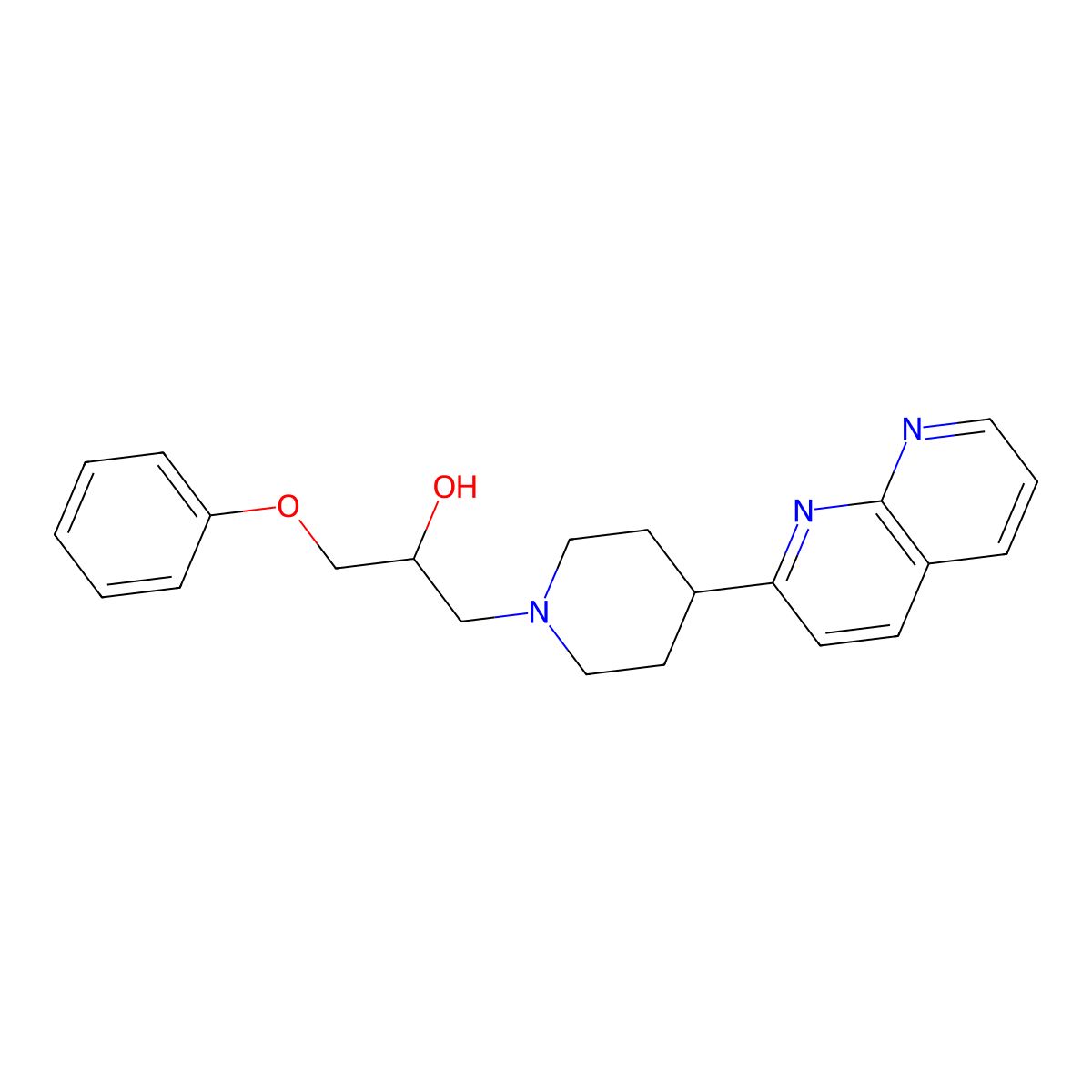 1-[4-(1,8-Naphthyridin-2-yl)piperidin-1-yl]-3-phenoxypropan-2-ol molecular structure, CAS 2741944-37-4