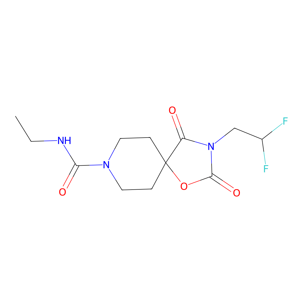 3-(2,2-difluoroethyl)-N-ethyl-2,4-dioxo-1-oxa-3,8-diazaspiro[4.5]decane-8-carboxamide molecular structure, CAS 2741944-41-0