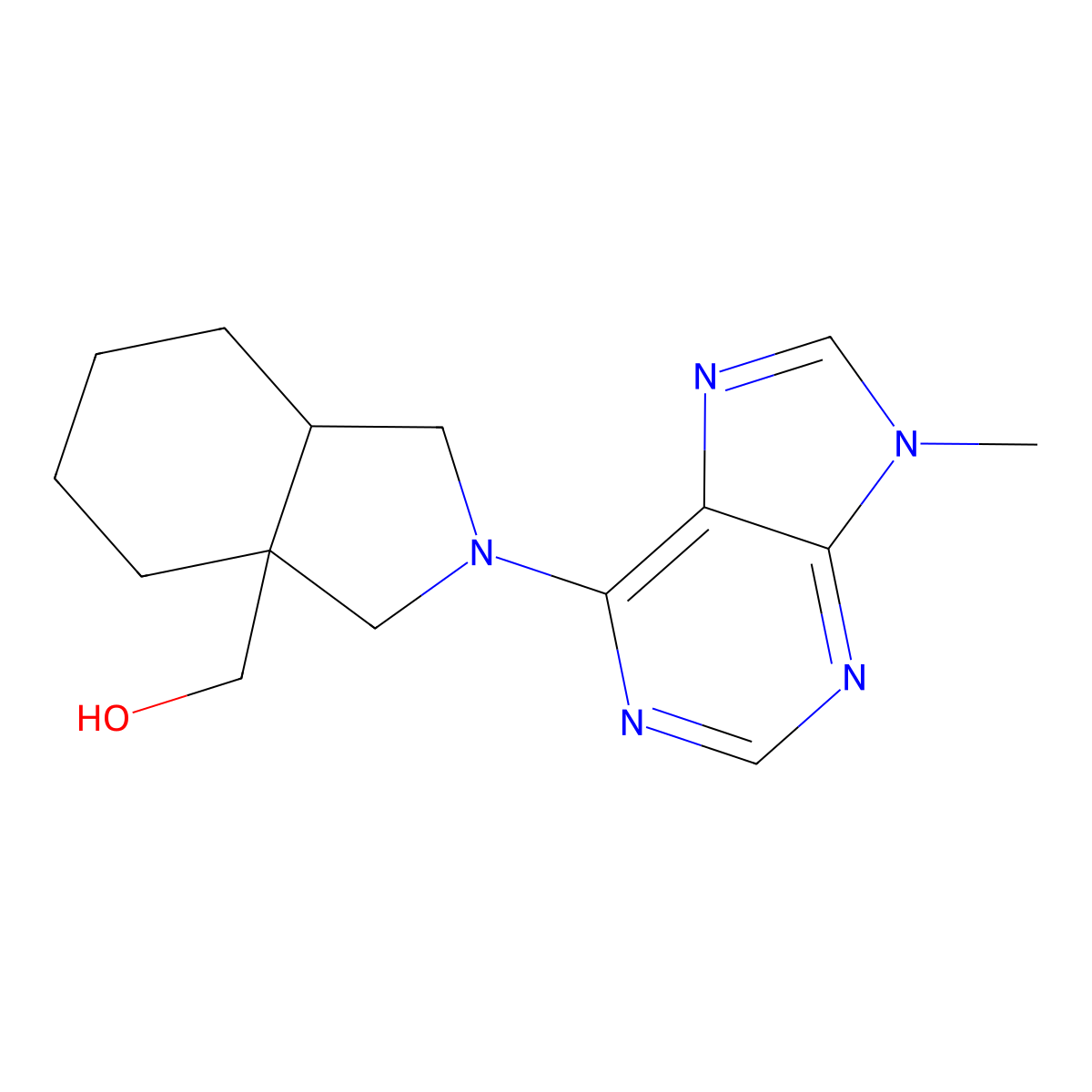 [2-(9-methyl-9H-purin-6-yl)-octahydro-1H-isoindol-3a-yl]methanol molecular structure, CAS 2741944-44-3