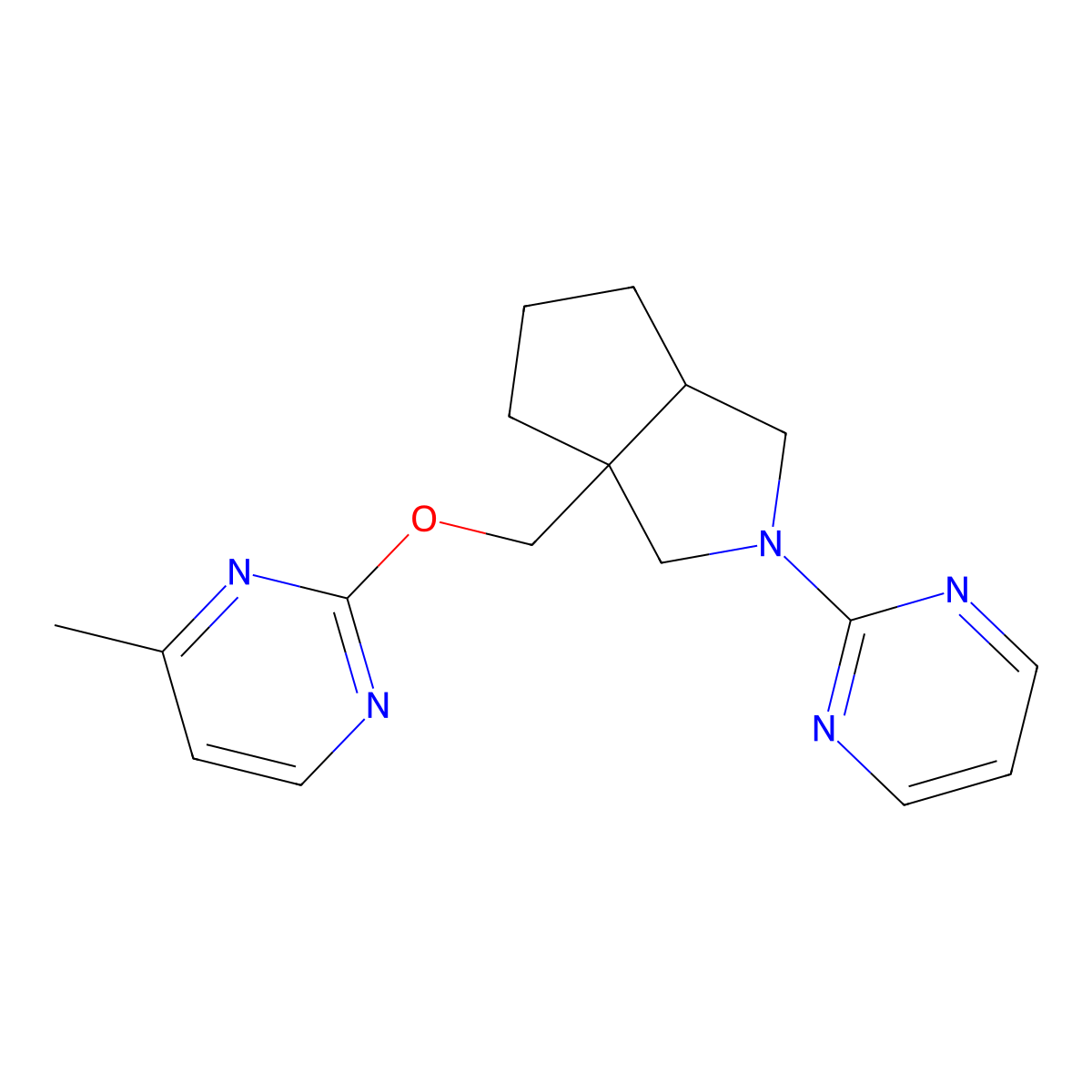 2-(3a-{[(4-Methylpyrimidin-2-yl)oxy]methyl}-octahydrocyclopenta[c]pyrrol-2-yl)pyrimidine molecular structure, CAS 2741944-55-6