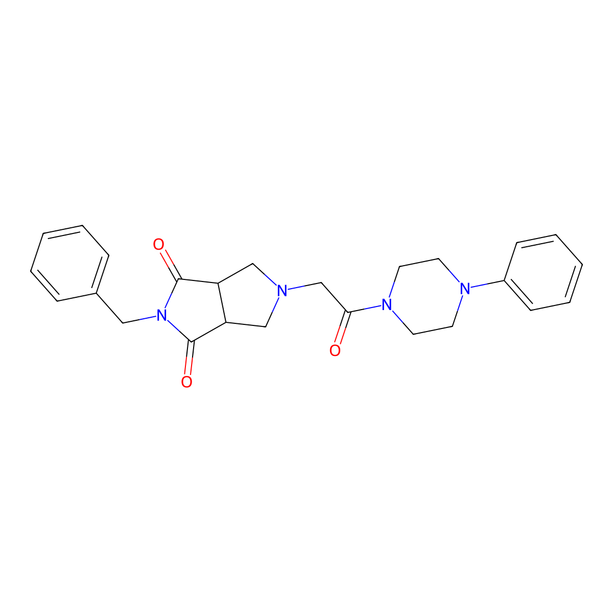 2-Benzyl-5-[2-oxo-2-(4-phenylpiperazin-1-yl)ethyl]-octahydropyrrolo[3,4-c]pyrrole-1,3-dione molecular structure, CAS 2741944-68-1