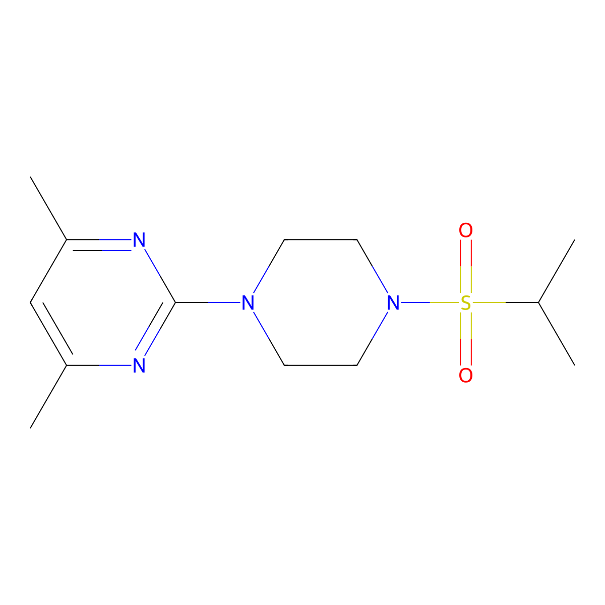 4,6-Dimethyl-2-[4-(propane-2-sulfonyl)piperazin-1-yl]pyrimidine molecular structure, CAS 2741944-75-0