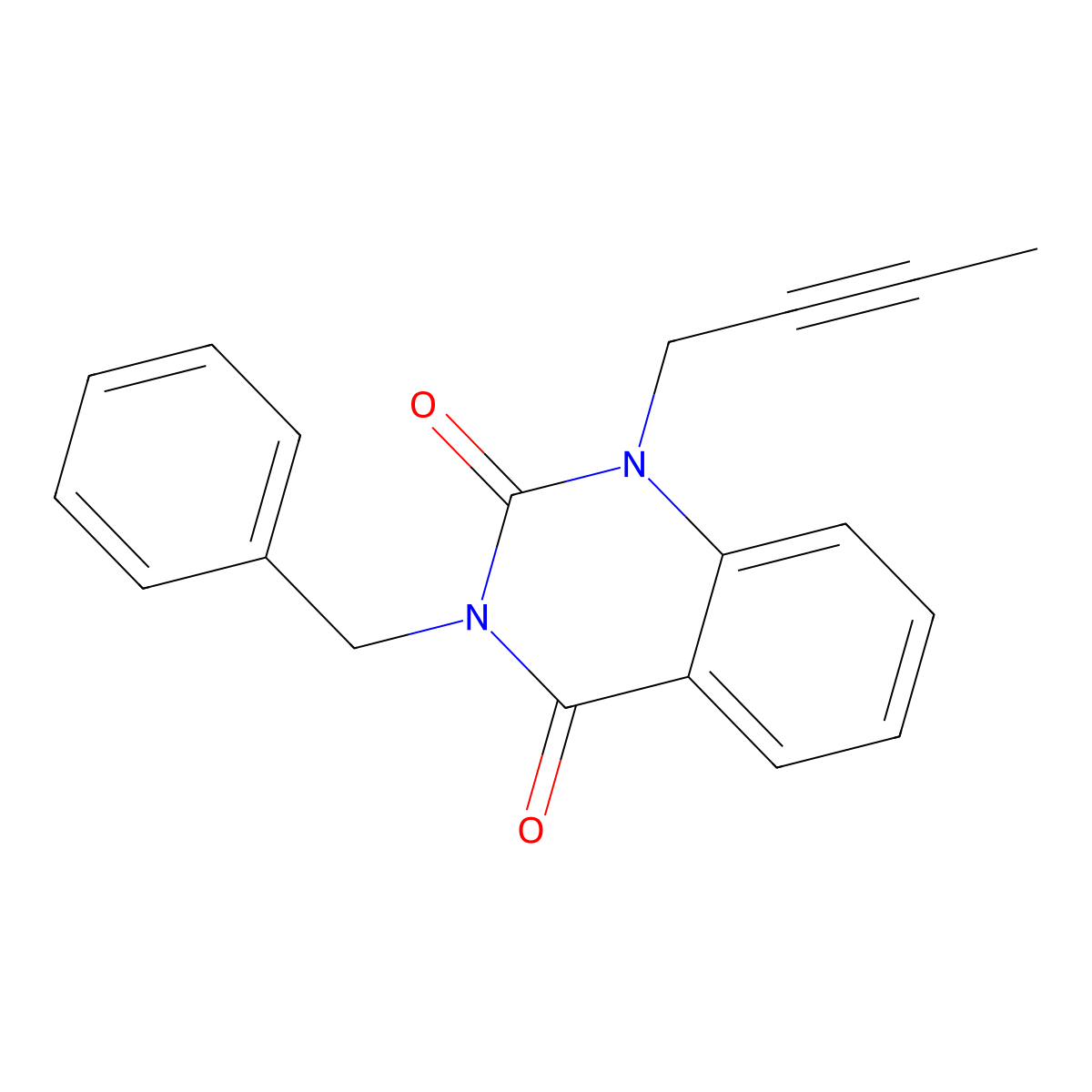 3-Benzyl-1-(but-2-yn-1-yl)-1,2,3,4-tetrahydroquinazoline-2,4-dione molecular structure, CAS 2741944-84-1