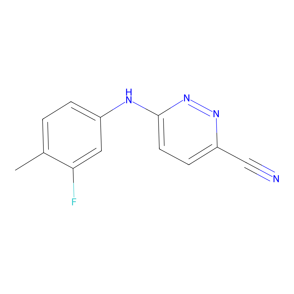 6-[(3-Fluoro-4-methylphenyl)amino]pyridazine-3-carbonitrile molecular structure, CAS 2741944-87-4