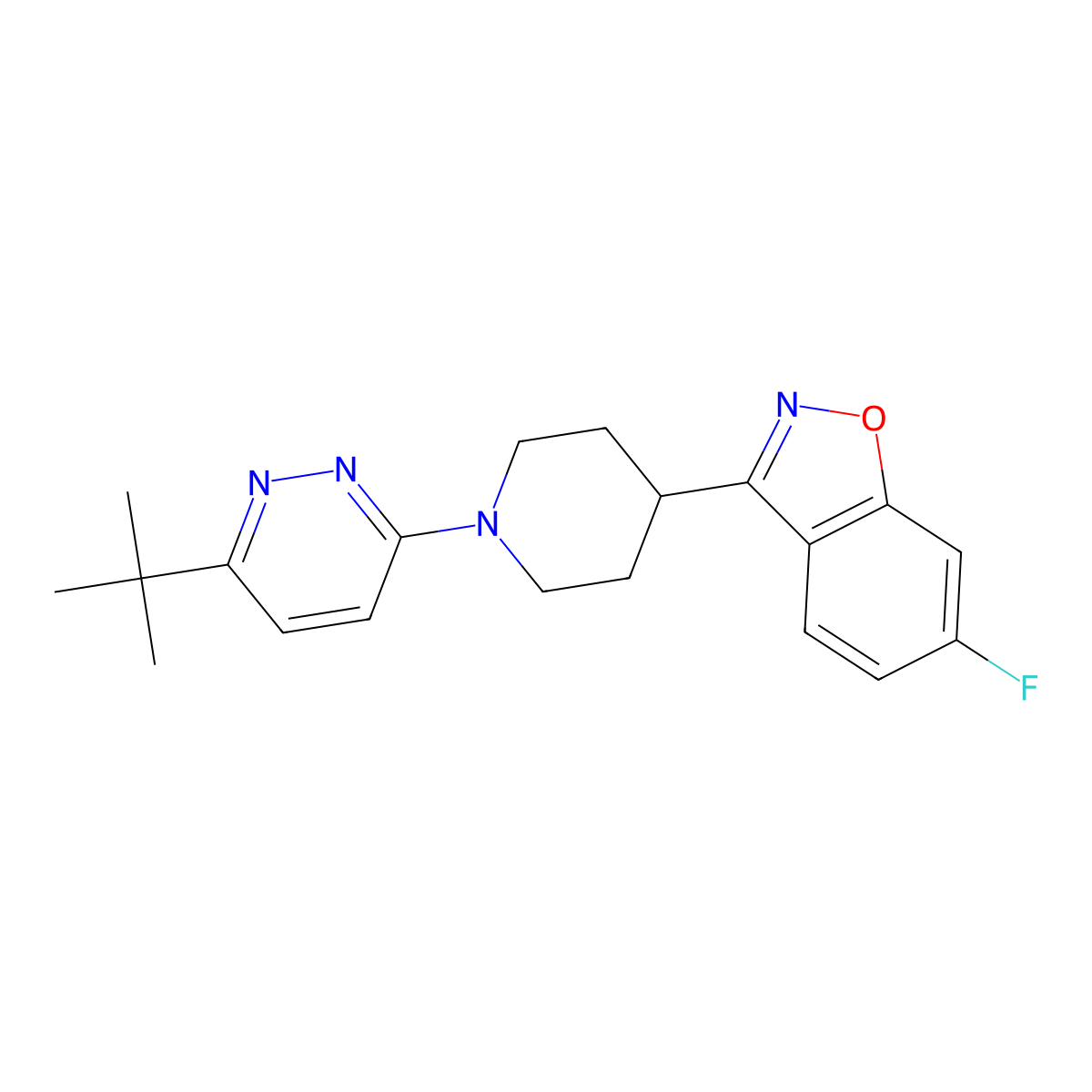 3-[1-(6-Tert-butylpyridazin-3-yl)piperidin-4-yl]-6-fluoro-1,2-benzoxazole molecular structure, CAS 2741944-94-3