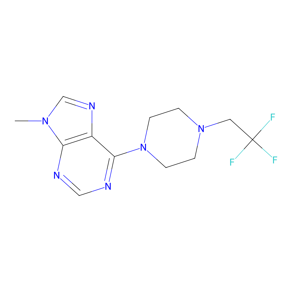9-methyl-6-[4-(2,2,2-trifluoroethyl)piperazin-1-yl]-9H-purine molecular structure, CAS 2741944-95-4