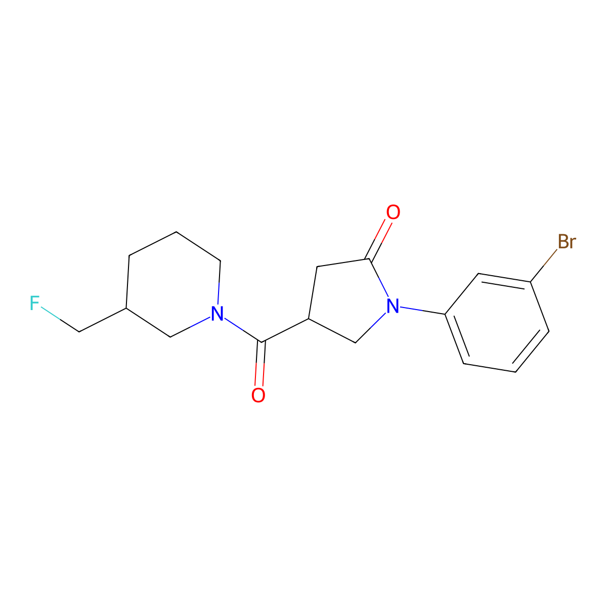 1-(3-Bromophenyl)-4-[3-(fluoromethyl)piperidine-1-carbonyl]pyrrolidin-2-one molecular structure, CAS 2741944-96-5