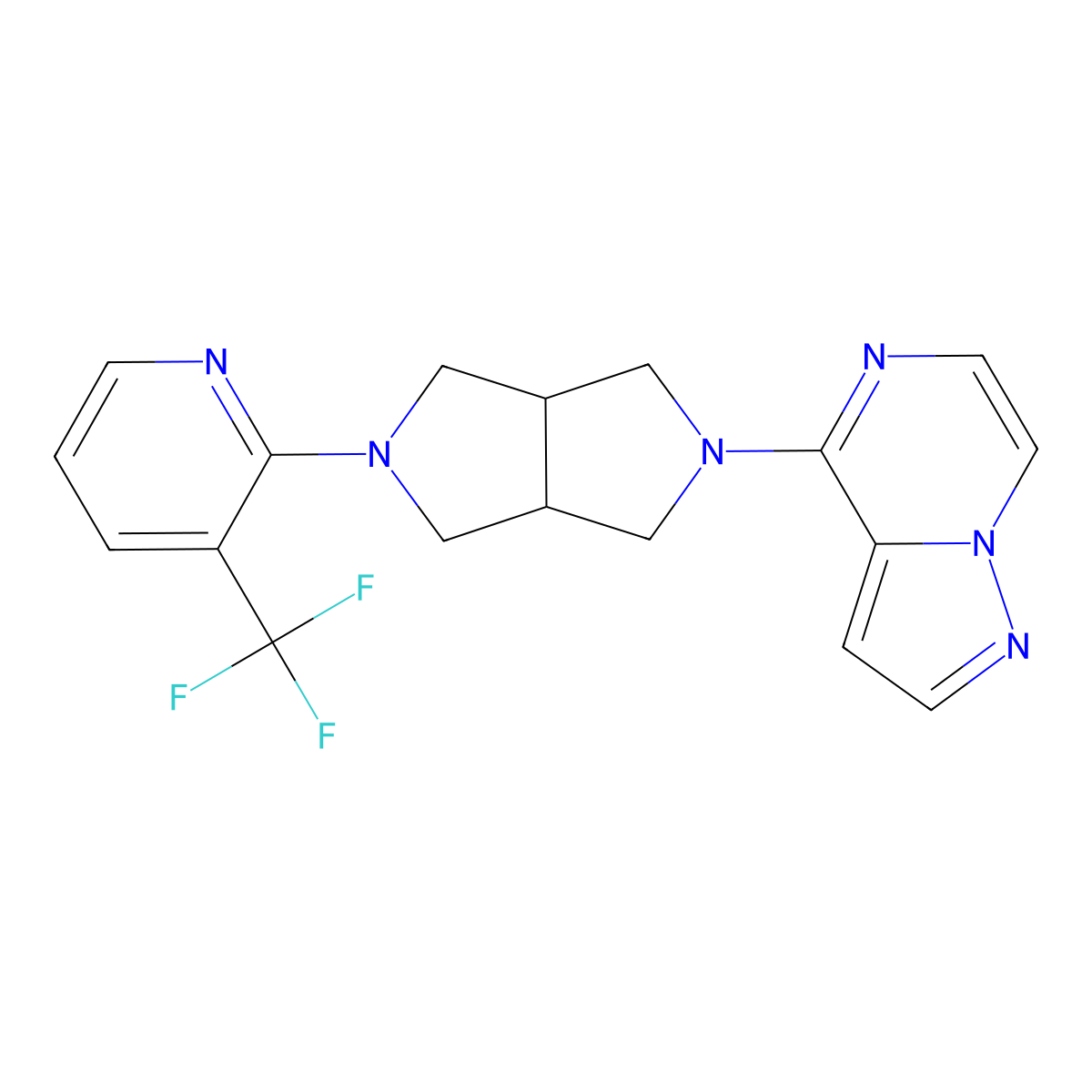 2-(5-{Pyrazolo[1,5-a]pyrazin-4-yl}-octahydropyrrolo[3,4-c]pyrrol-2-yl)-3-(trifluoromethyl)pyridine molecular structure, CAS 2741945-04-8
