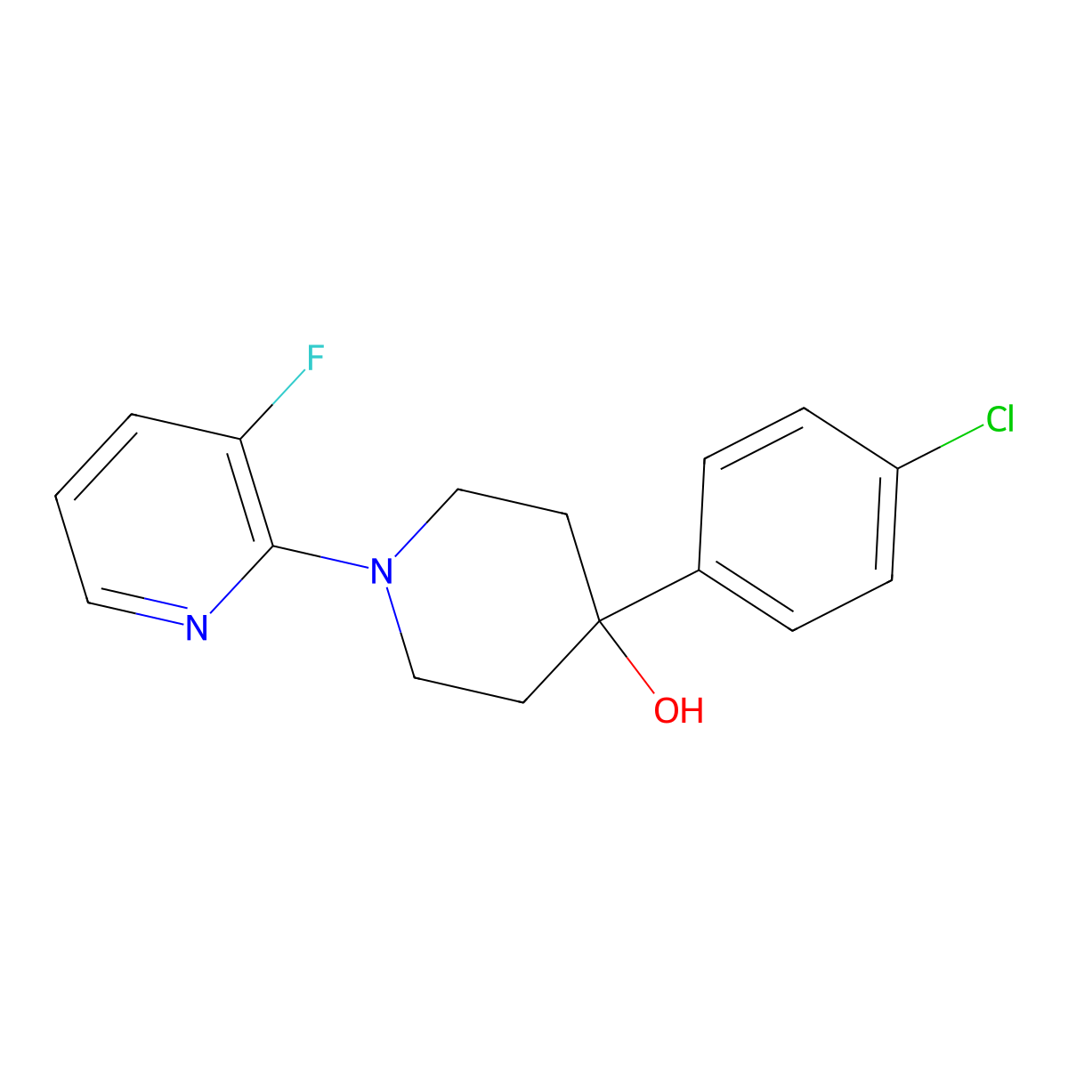 4-(4-Chlorophenyl)-1-(3-fluoropyridin-2-yl)piperidin-4-ol molecular structure, CAS 2741945-06-0