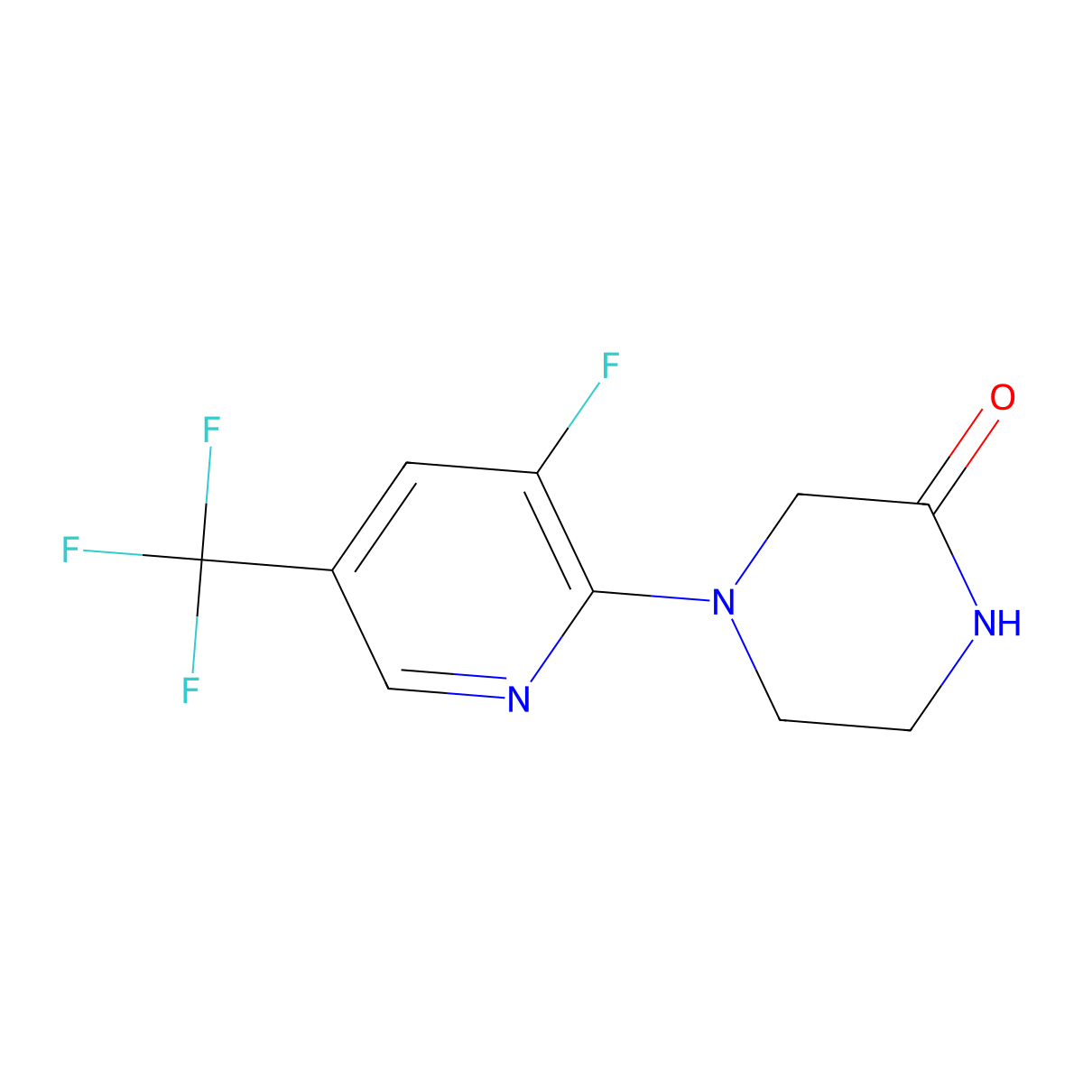 4-[3-Fluoro-5-(trifluoromethyl)pyridin-2-yl]piperazin-2-one molecular structure, CAS 2741945-09-3