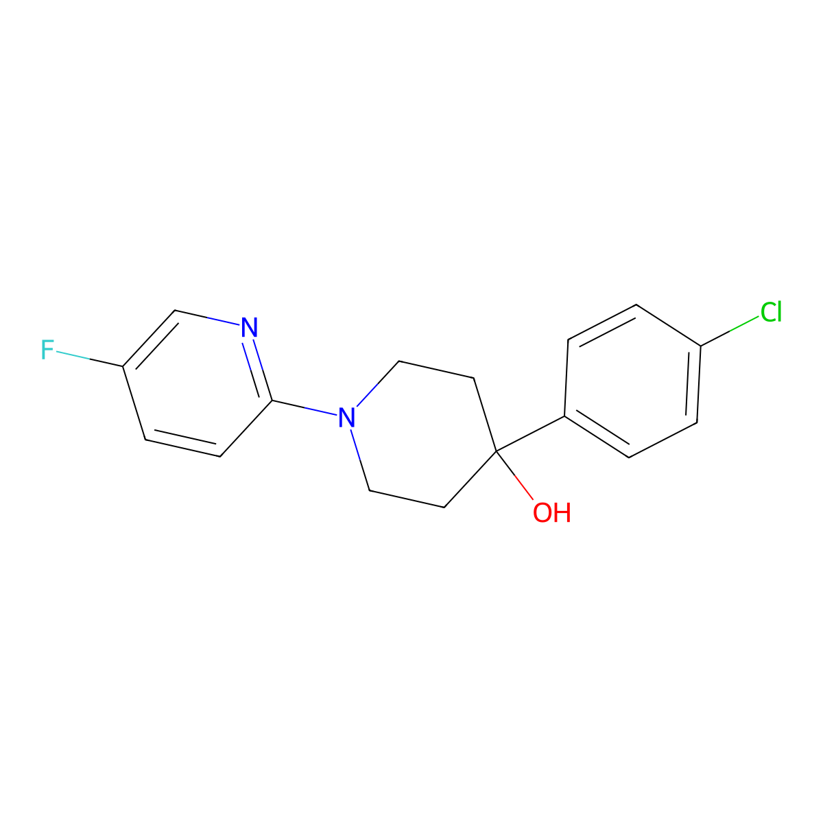 4-(4-Chlorophenyl)-1-(5-fluoropyridin-2-yl)piperidin-4-ol molecular structure, CAS 2741945-10-6