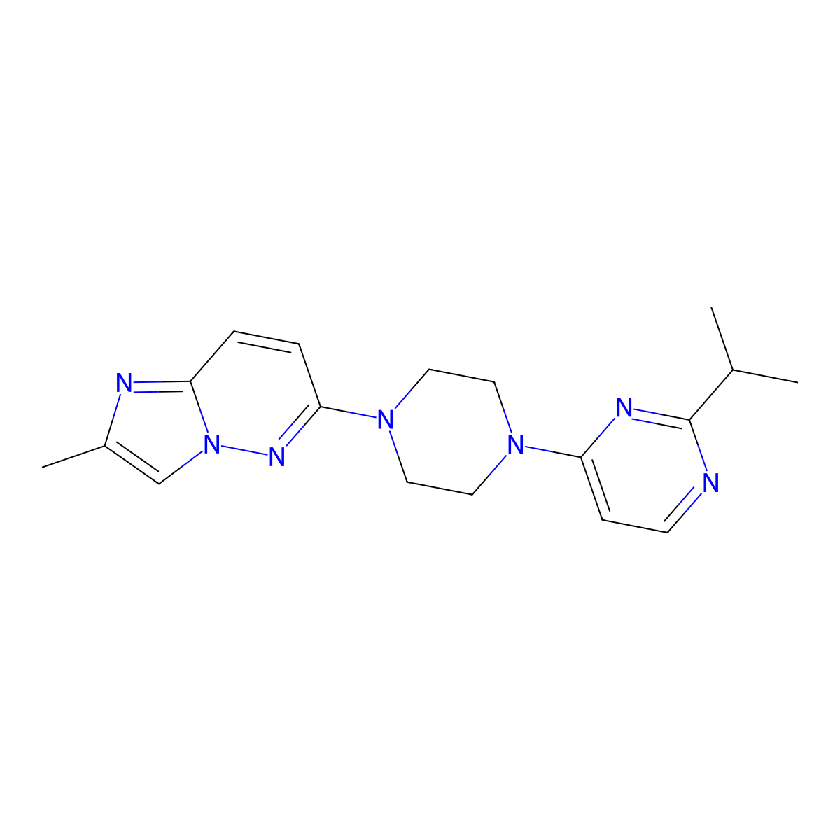 4-(4-{2-Methylimidazo[1,2-b]pyridazin-6-yl}piperazin-1-yl)-2-(propan-2-yl)pyrimidine molecular structure, CAS 2741945-11-7