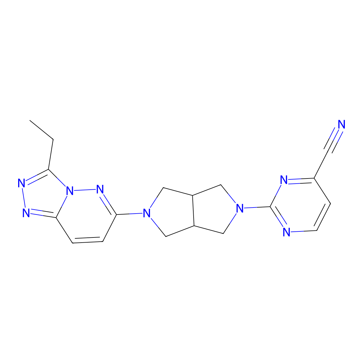 2-(5-{3-Ethyl-[1,2,4]triazolo[4,3-b]pyridazin-6-yl}-octahydropyrrolo[3,4-c]pyrrol-2-yl)pyrimidine-4-carbonitrile molecular structure, CAS 2741945-12-8
