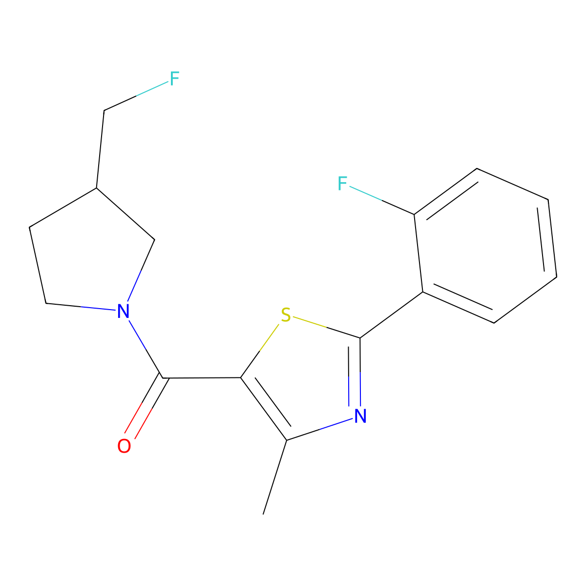 5-[3-(Fluoromethyl)pyrrolidine-1-carbonyl]-2-(2-fluorophenyl)-4-methyl-1,3-thiazole molecular structure, CAS 2741945-19-5