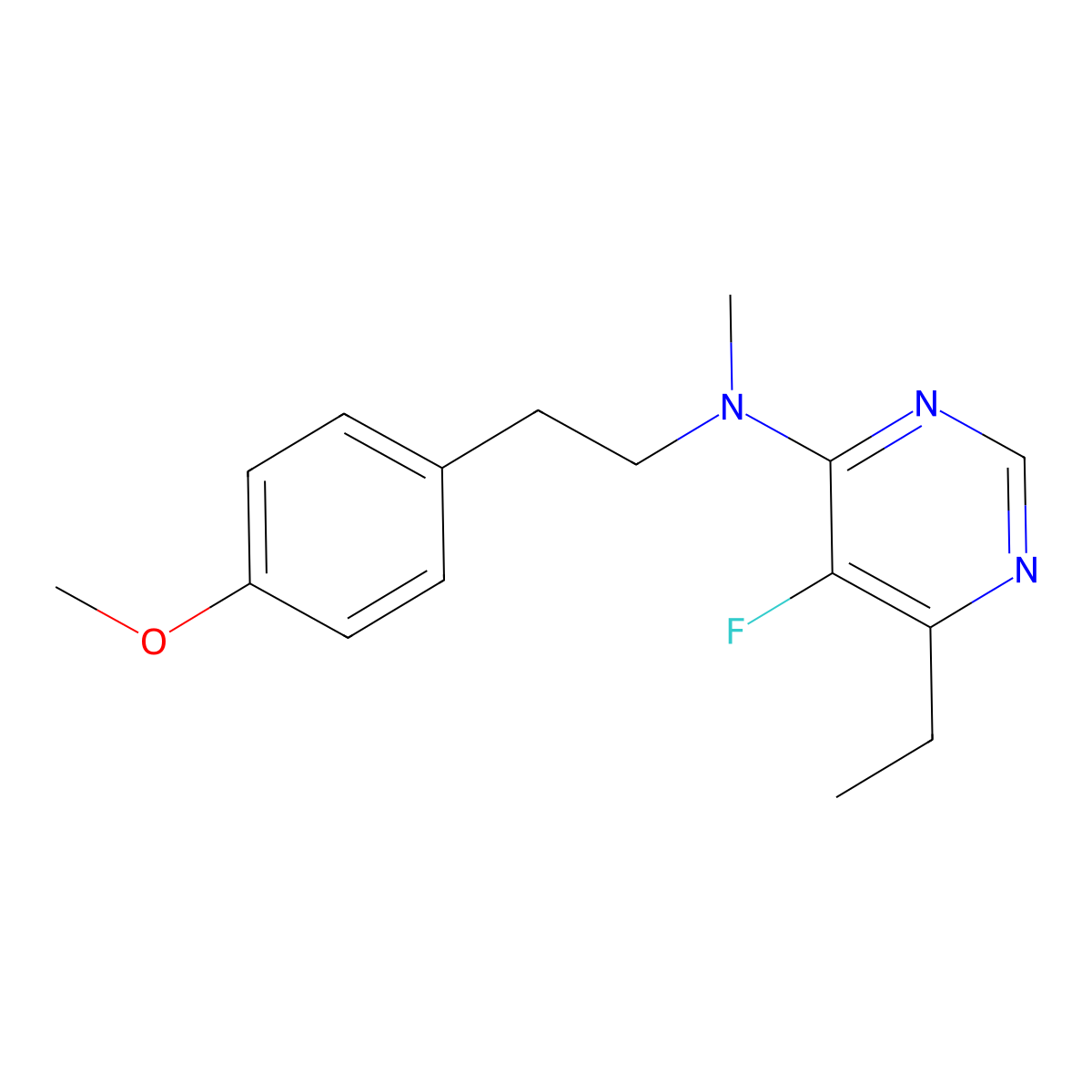 6-ethyl-5-fluoro-N-[2-(4-methoxyphenyl)ethyl]-N-methylpyrimidin-4-amine molecular structure, CAS 2741945-20-8