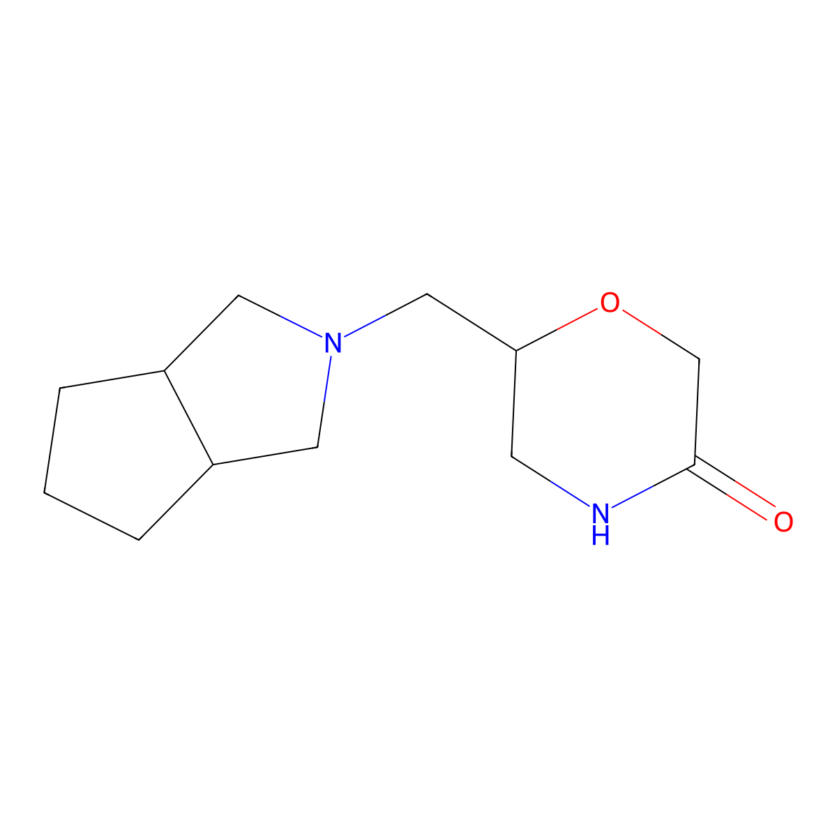 6-({Octahydrocyclopenta[c]pyrrol-2-yl}methyl)morpholin-3-one molecular structure, CAS 2741945-21-9