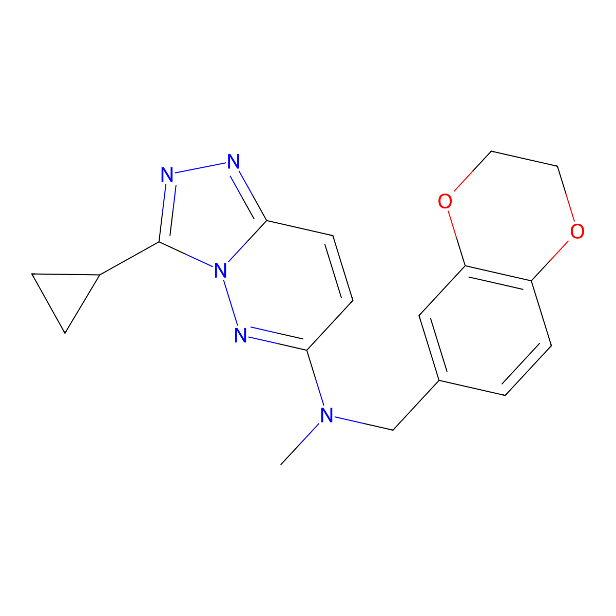 3-cyclopropyl-N-[(2,3-dihydro-1,4-benzodioxin-6-yl)methyl]-N-methyl-[1,2,4]triazolo[4,3-b]pyridazin-6-amine molecular structure, CAS 2741945-23-1