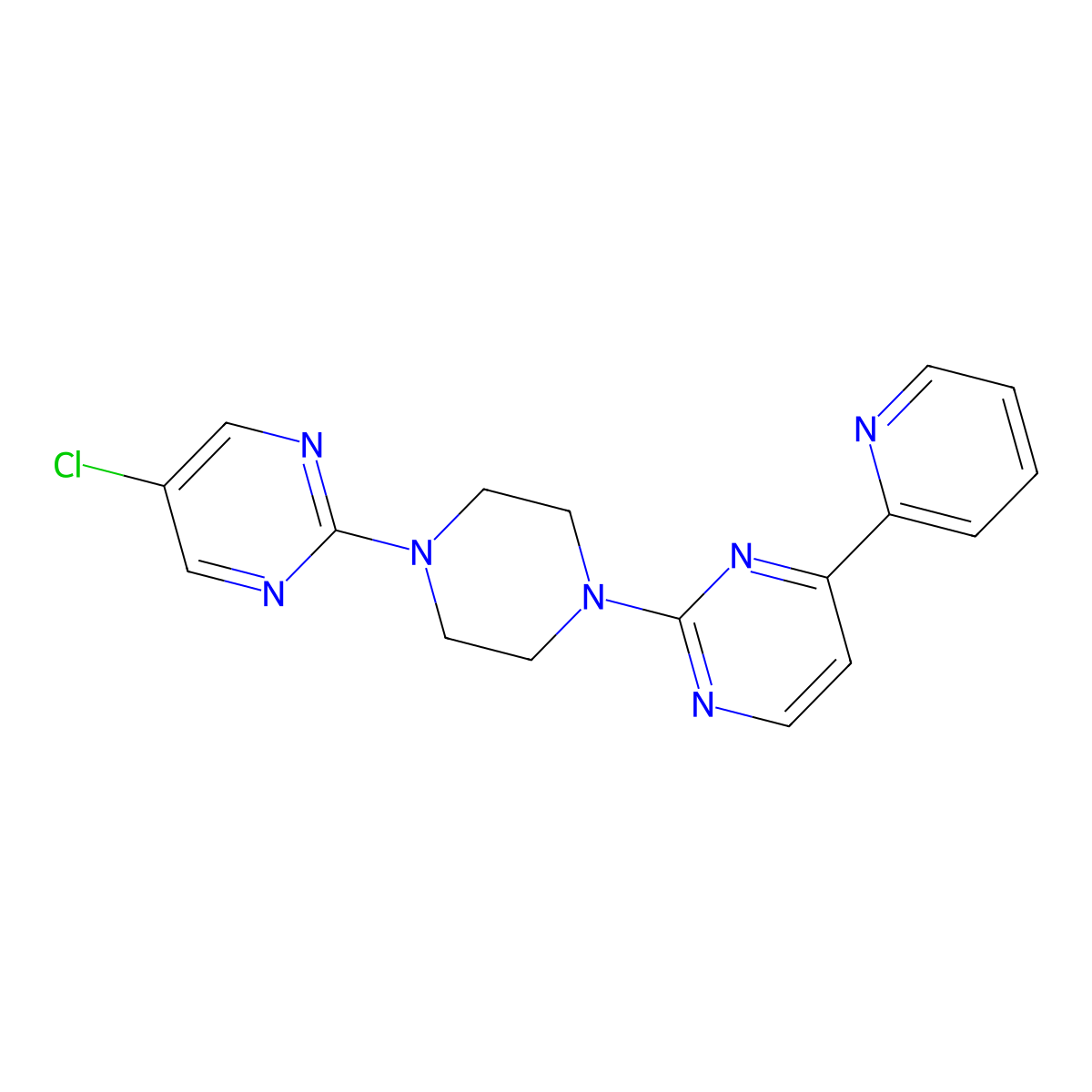 2-[4-(5-Chloropyrimidin-2-yl)piperazin-1-yl]-4-(pyridin-2-yl)pyrimidine molecular structure, CAS 2741945-25-3