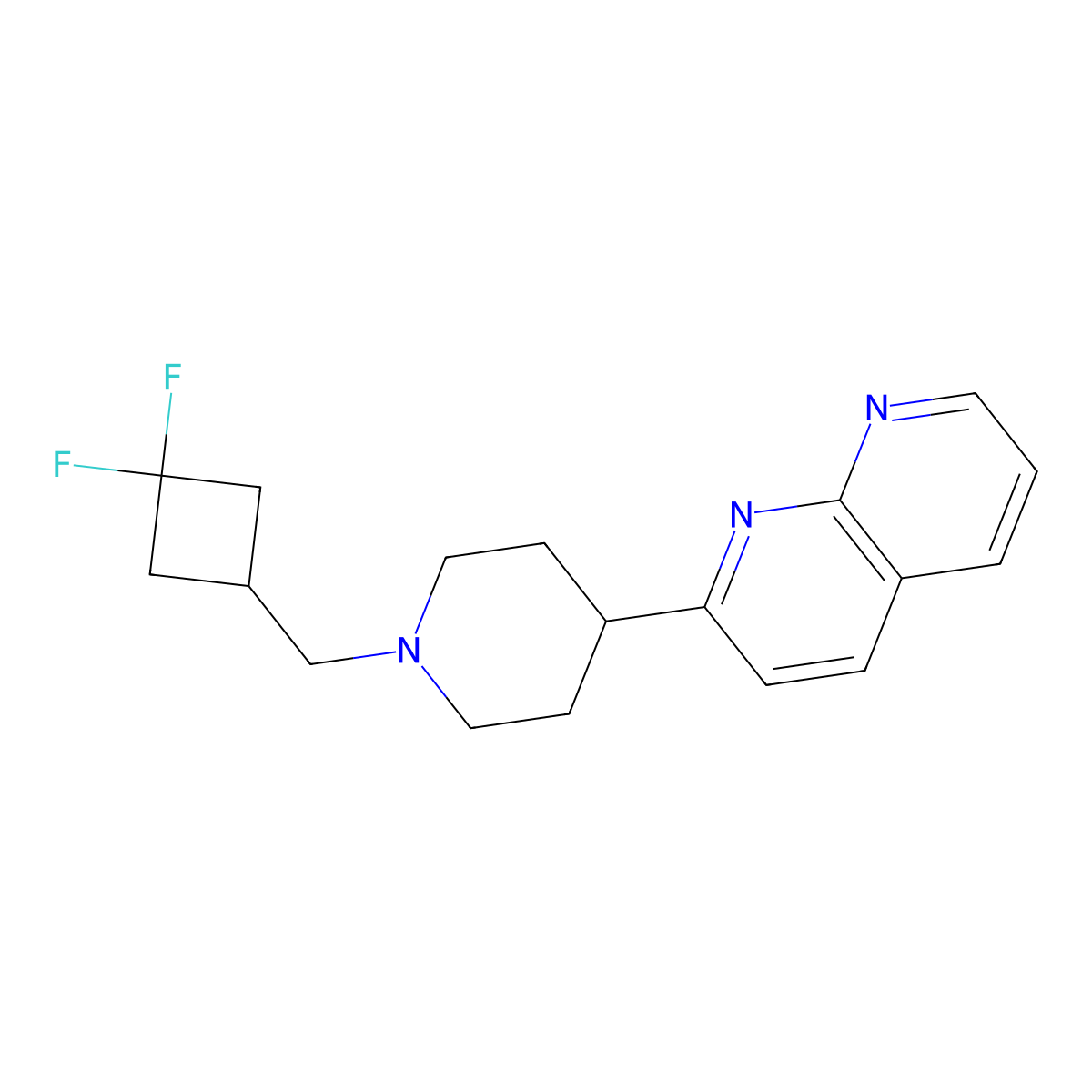 2-{1-[(3,3-Difluorocyclobutyl)methyl]piperidin-4-yl}-1,8-naphthyridine molecular structure, CAS 2741945-27-5