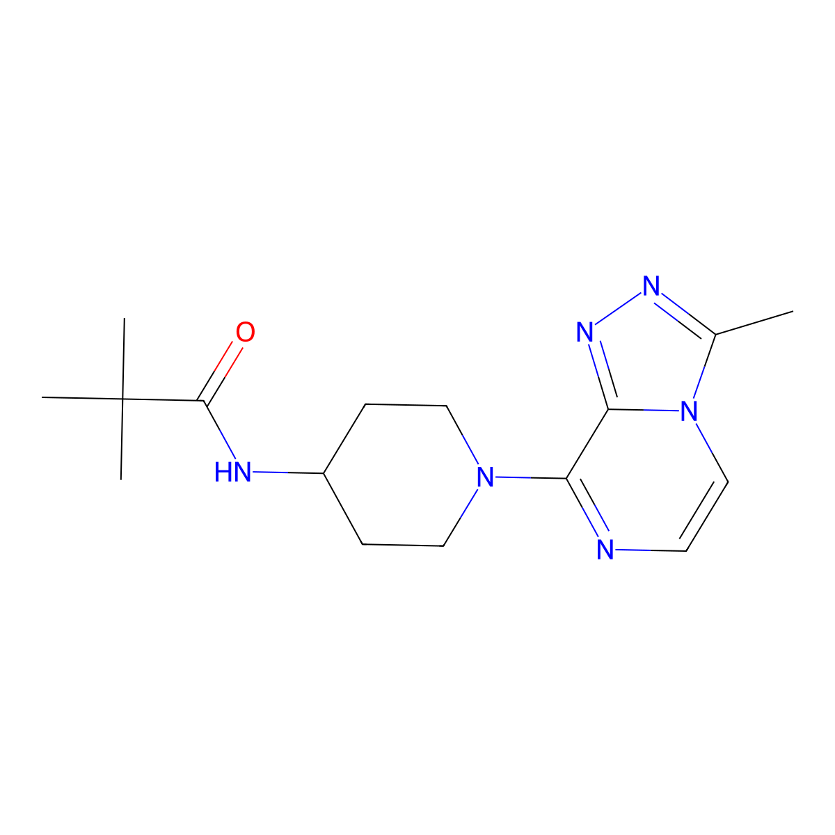 2,2-dimethyl-N-(1-{3-methyl-[1,2,4]triazolo[4,3-a]pyrazin-8-yl}piperidin-4-yl)propanamide molecular structure, CAS 2741945-32-2