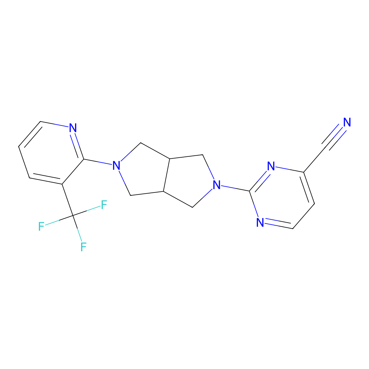 2-{5-[3-(Trifluoromethyl)pyridin-2-yl]-octahydropyrrolo[3,4-c]pyrrol-2-yl}pyrimidine-4-carbonitrile molecular structure, CAS 2741945-37-7