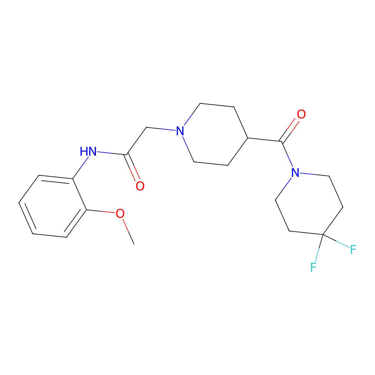 2-[4-(4,4-difluoropiperidine-1-carbonyl)piperidin-1-yl]-N-(2-methoxyphenyl)acetamide molecular structure, CAS 2741945-38-8