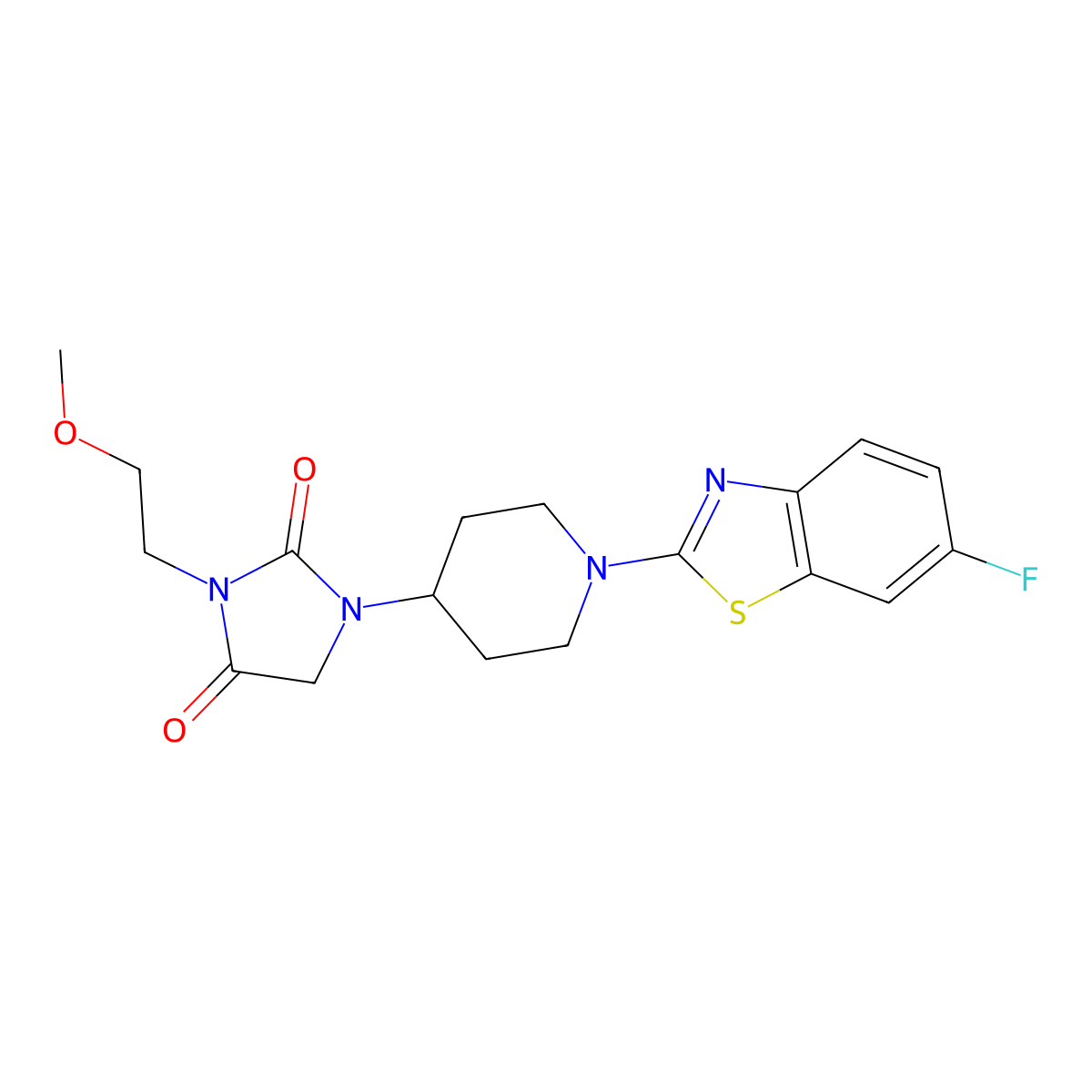 1-[1-(6-Fluoro-1,3-benzothiazol-2-yl)piperidin-4-yl]-3-(2-methoxyethyl)imidazolidine-2,4-dione molecular structure, CAS 2741945-41-3