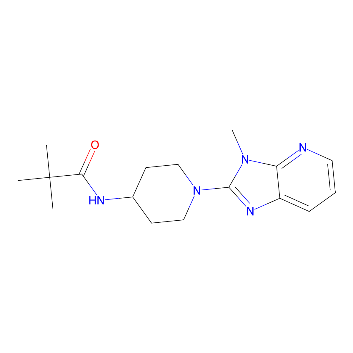 2,2-dimethyl-N-(1-{3-methyl-3H-imidazo[4,5-b]pyridin-2-yl}piperidin-4-yl)propanamide molecular structure, CAS 2741945-44-6