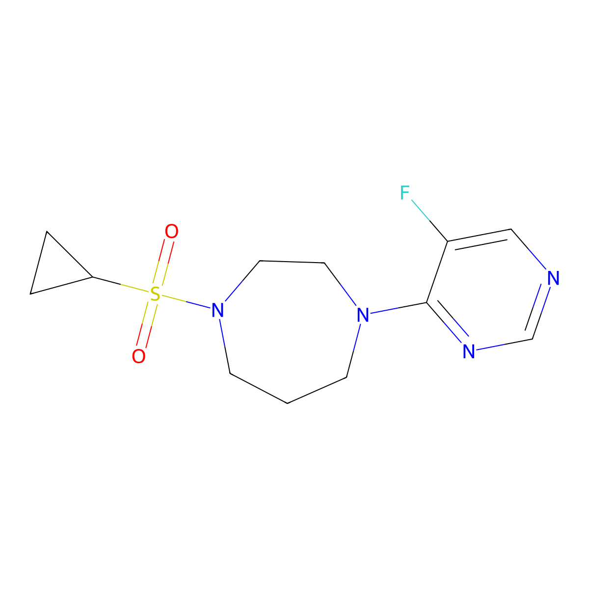 1-(Cyclopropanesulfonyl)-4-(5-fluoropyrimidin-4-yl)-1,4-diazepane molecular structure, CAS 2741945-45-7