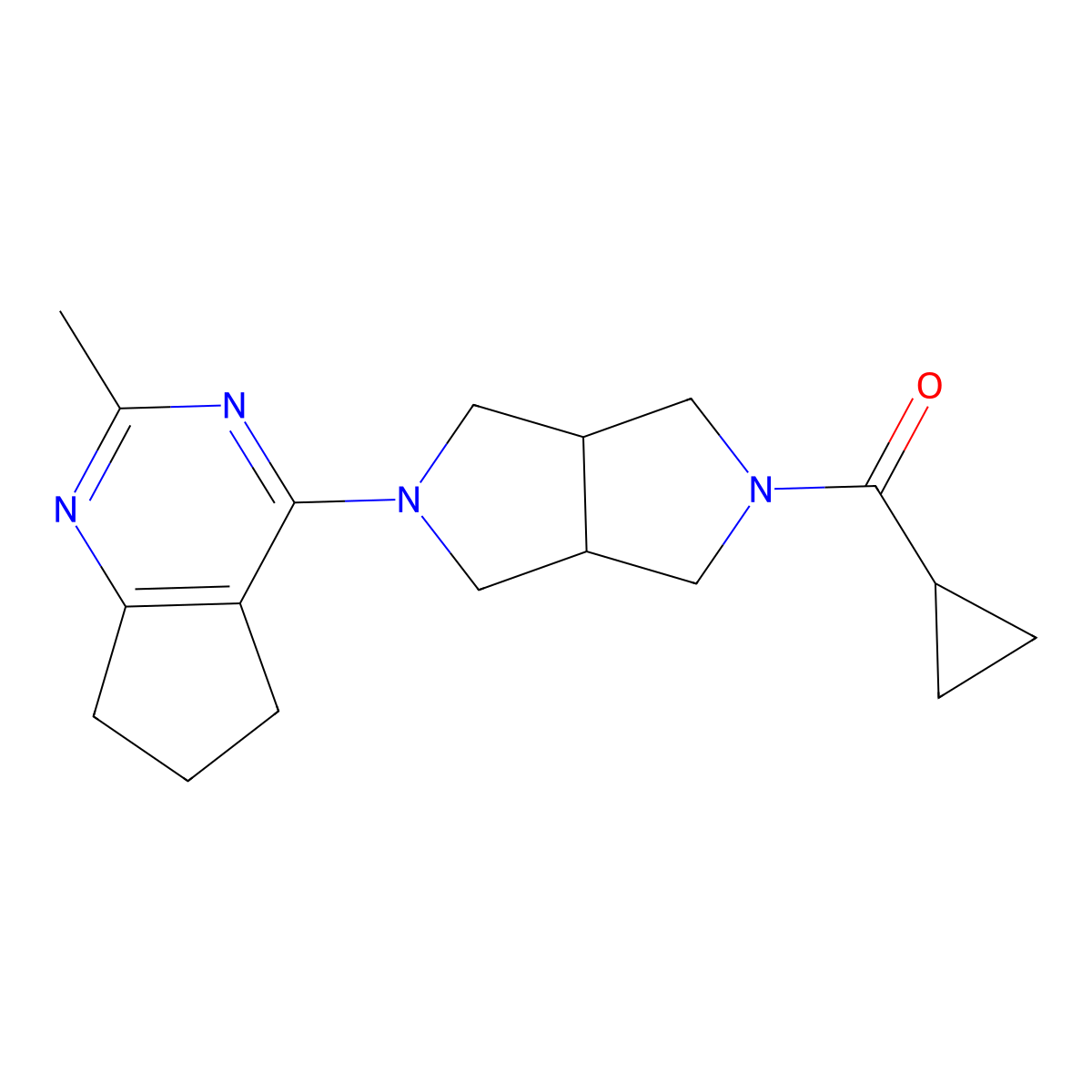 2-cyclopropanecarbonyl-5-{2-methyl-5H,6H,7H-cyclopenta[d]pyrimidin-4-yl}-octahydropyrrolo[3,4-c]pyrrole molecular structure, CAS 2741945-50-4