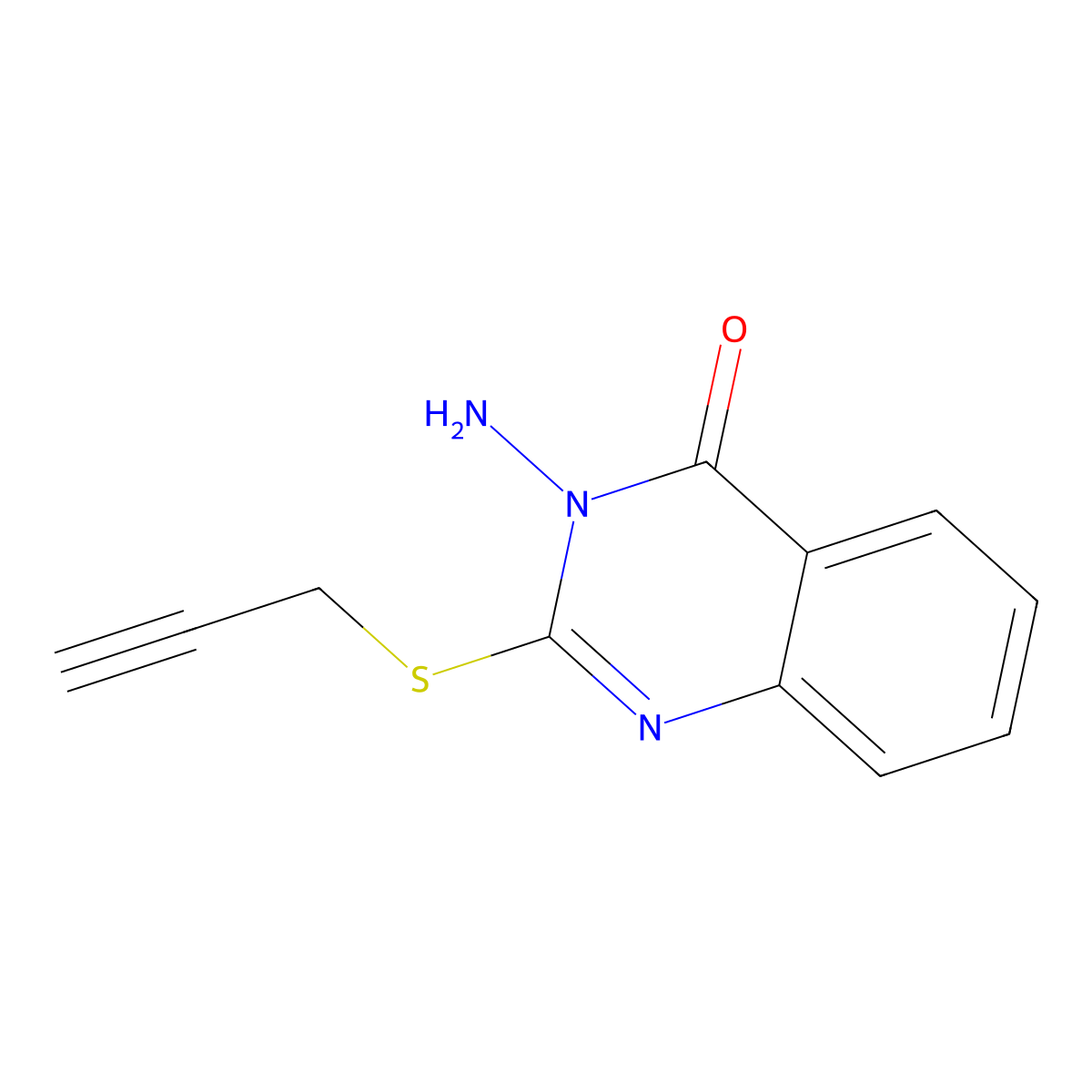 3-Amino-2-(prop-2-yn-1-ylsulfanyl)-3,4-dihydroquinazolin-4-one molecular structure, CAS 2741945-52-6