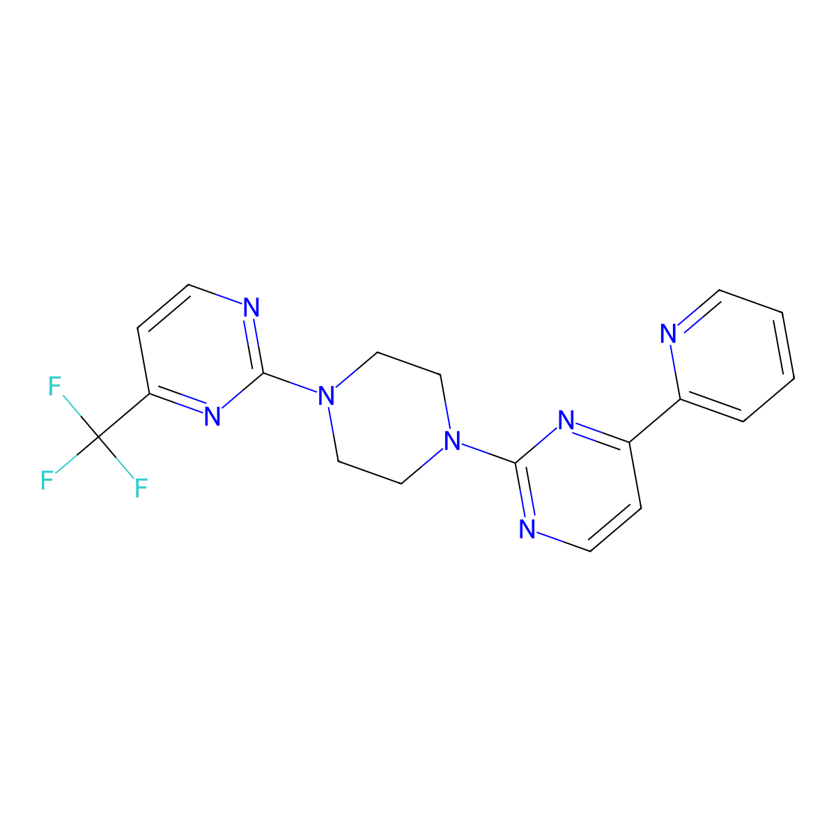 4-(Pyridin-2-yl)-2-{4-[4-(trifluoromethyl)pyrimidin-2-yl]piperazin-1-yl}pyrimidine molecular structure, CAS 2741945-54-8