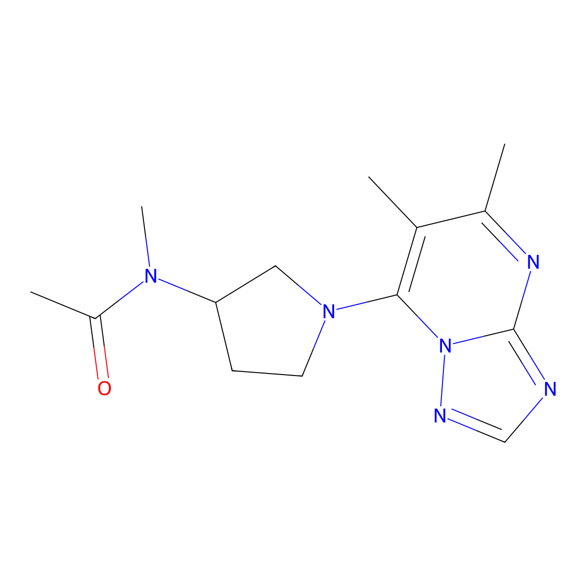 N-(1-{5,6-dimethyl-[1,2,4]triazolo[1,5-a]pyrimidin-7-yl}pyrrolidin-3-yl)-N-methylacetamide molecular structure, CAS 2741945-55-9