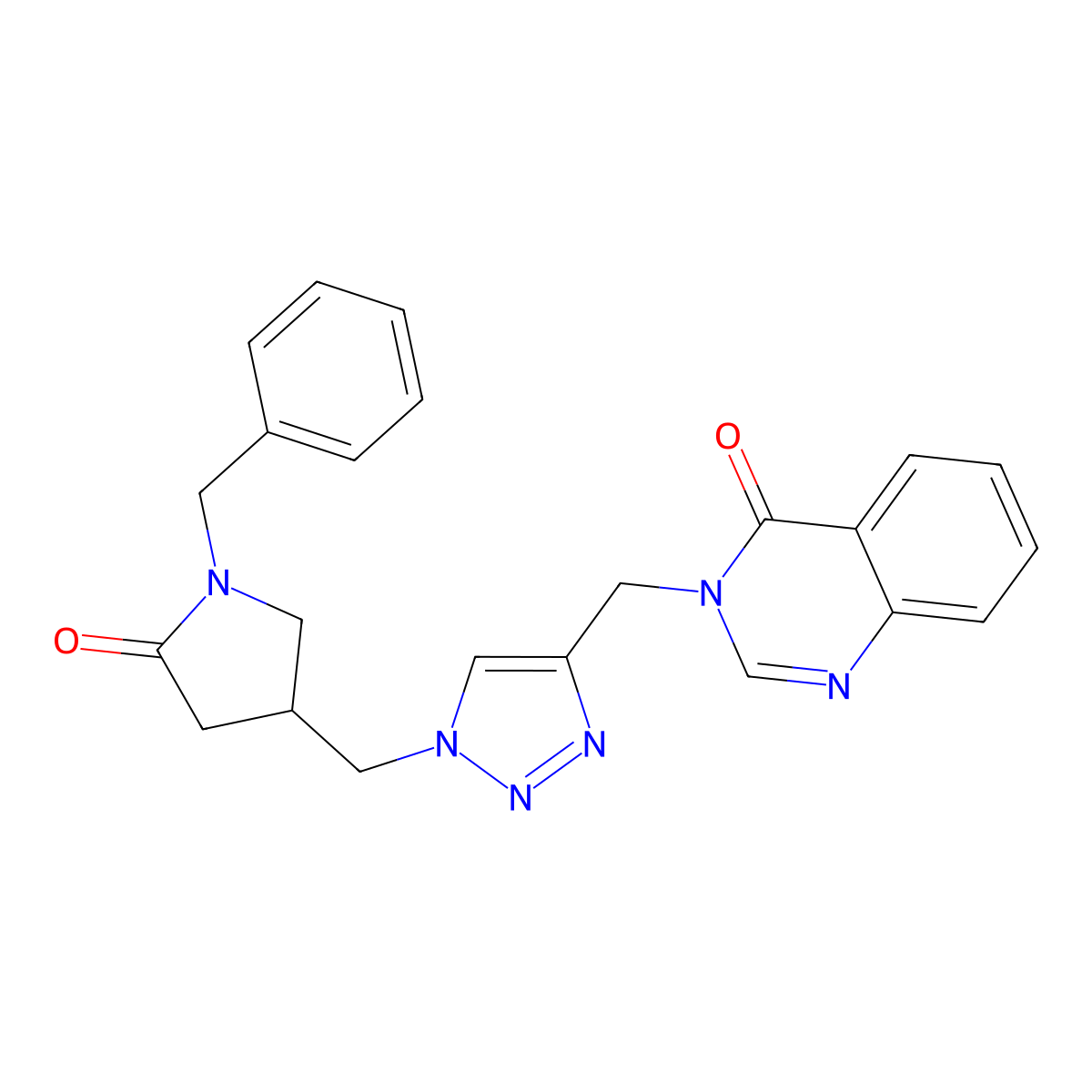 3-({1-[(1-benzyl-5-oxopyrrolidin-3-yl)methyl]-1H-1,2,3-triazol-4-yl}methyl)-3,4-dihydroquinazolin-4-one molecular structure, CAS 2741945-57-1