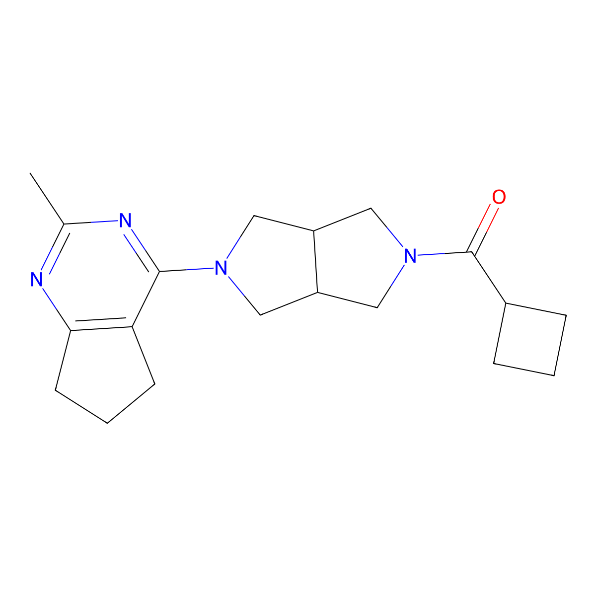 2-cyclobutanecarbonyl-5-{2-methyl-5H,6H,7H-cyclopenta[d]pyrimidin-4-yl}-octahydropyrrolo[3,4-c]pyrrole molecular structure, CAS 2741945-58-2