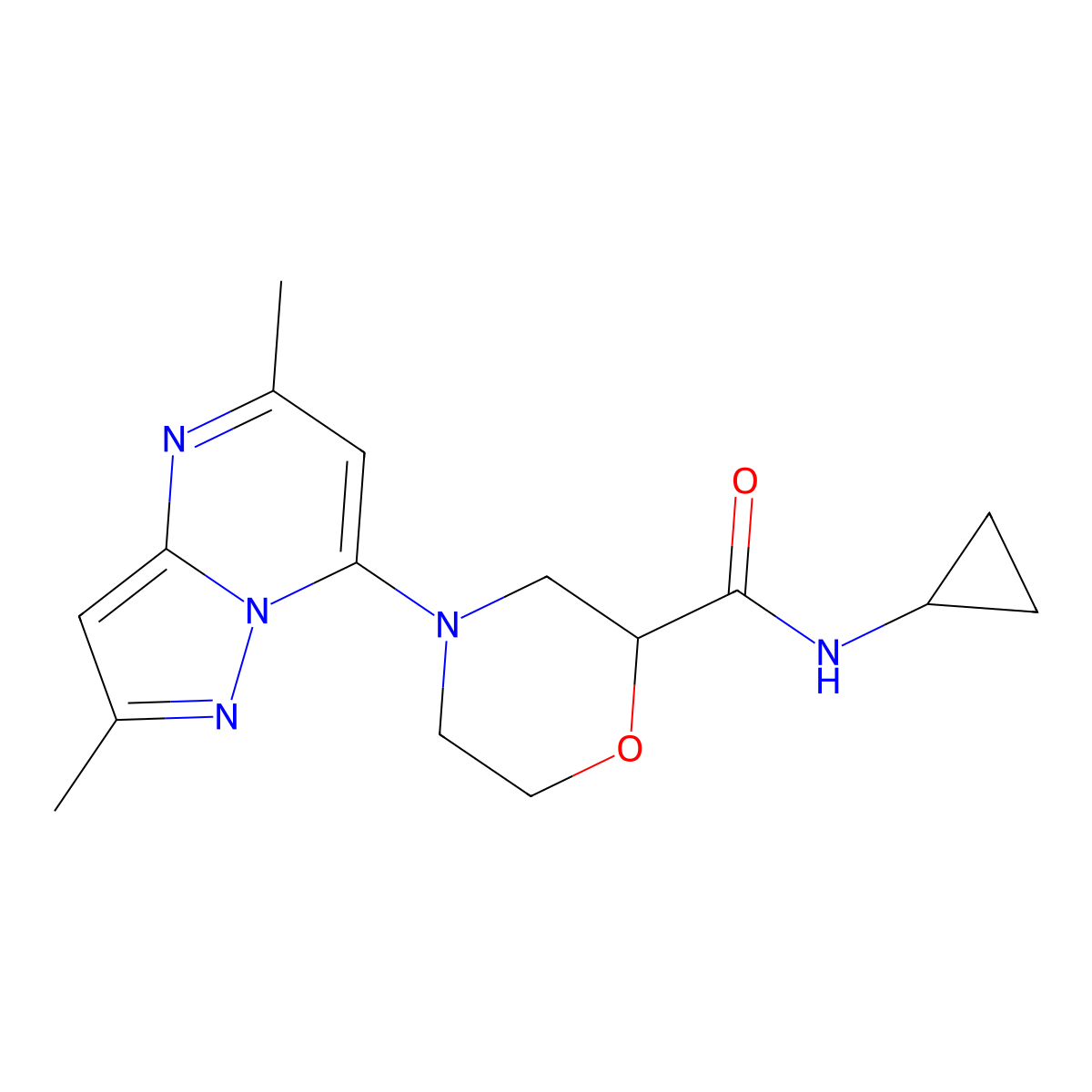 N-cyclopropyl-4-{2,5-dimethylpyrazolo[1,5-a]pyrimidin-7-yl}morpholine-2-carboxamide molecular structure, CAS 2741945-59-3