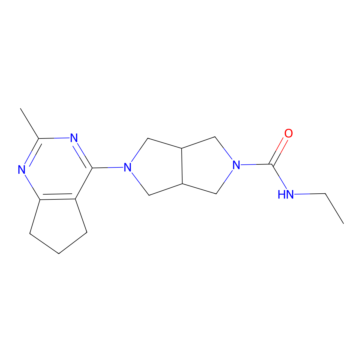 N-ethyl-5-{2-methyl-5H,6H,7H-cyclopenta[d]pyrimidin-4-yl}-octahydropyrrolo[3,4-c]pyrrole-2-carboxamide molecular structure, CAS 2741945-61-7