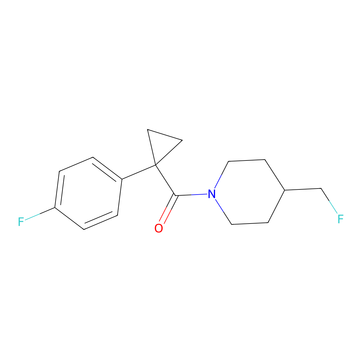 4-(Fluoromethyl)-1-[1-(4-fluorophenyl)cyclopropanecarbonyl]piperidine molecular structure, CAS 2741945-62-8