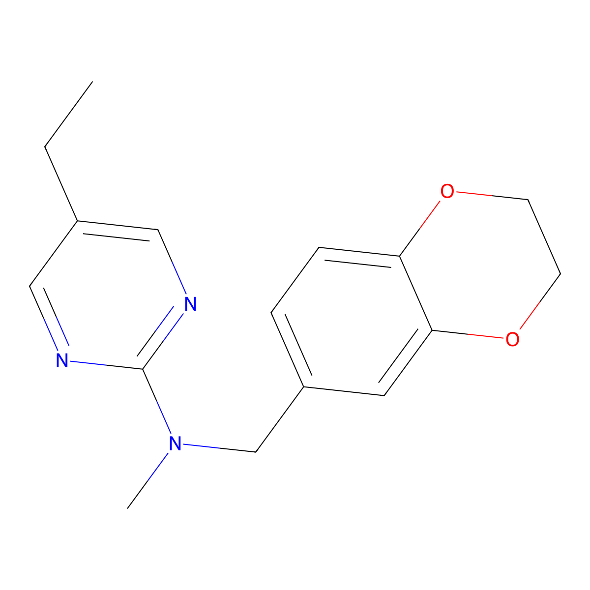 N-[(2,3-dihydro-1,4-benzodioxin-6-yl)methyl]-5-ethyl-N-methylpyrimidin-2-amine molecular structure, CAS 2741945-63-9