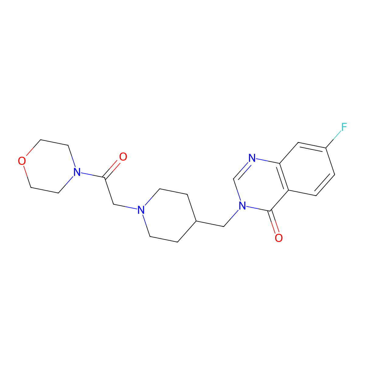 7-Fluoro-3-({1-[2-(morpholin-4-yl)-2-oxoethyl]piperidin-4-yl}methyl)-3,4-dihydroquinazolin-4-one molecular structure, CAS 2741945-67-3