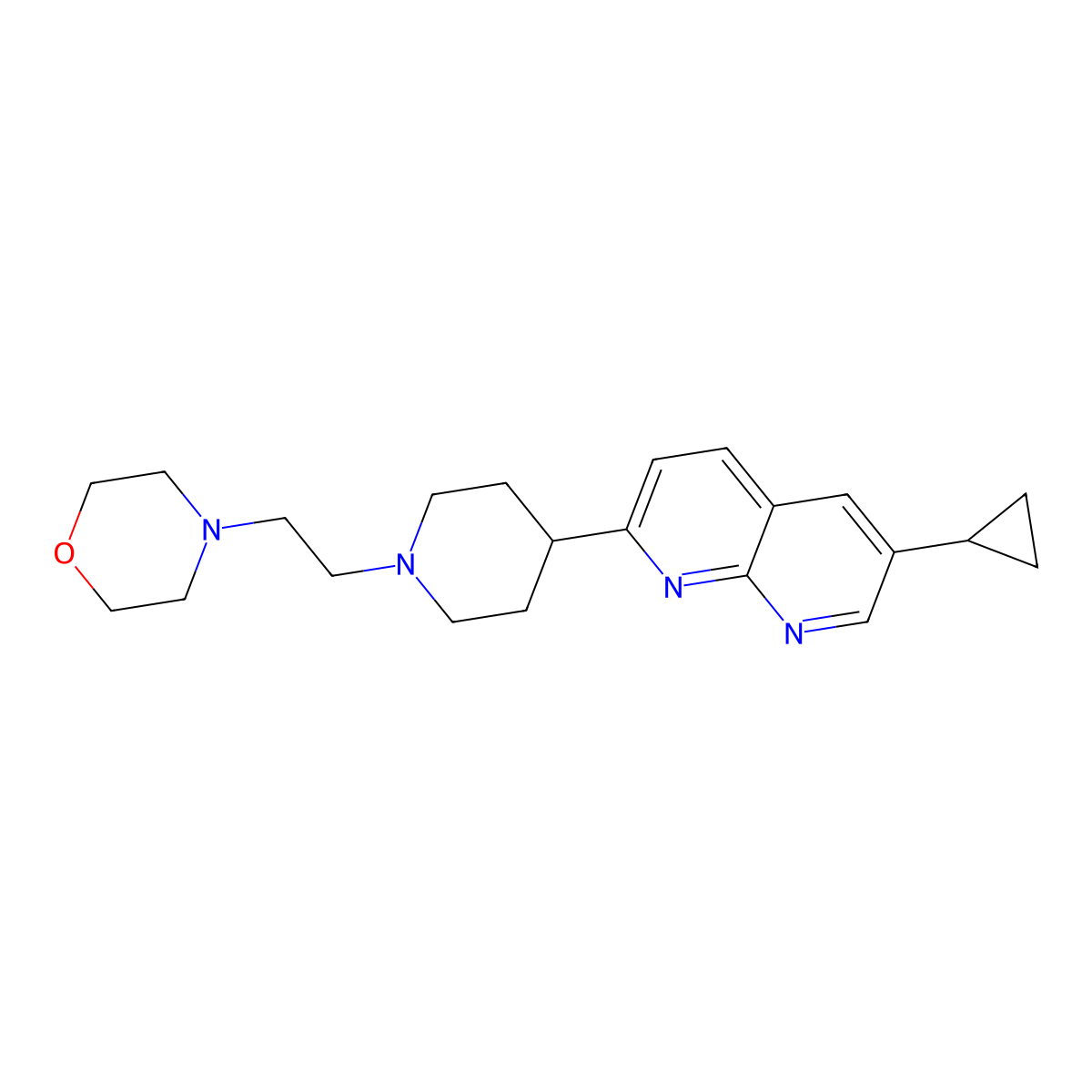 6-Cyclopropyl-2-{1-[2-(morpholin-4-yl)ethyl]piperidin-4-yl}-1,8-naphthyridine molecular structure, CAS 2741945-70-8