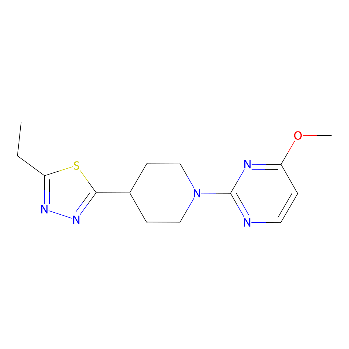 2-[4-(5-Ethyl-1,3,4-thiadiazol-2-yl)piperidin-1-yl]-4-methoxypyrimidine molecular structure, CAS 2741945-74-2