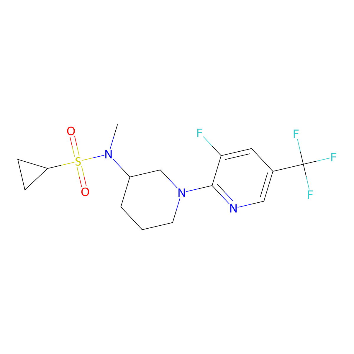 N-{1-[3-fluoro-5-(trifluoromethyl)pyridin-2-yl]piperidin-3-yl}-N-methylcyclopropanesulfonamide molecular structure, CAS 2741945-77-5