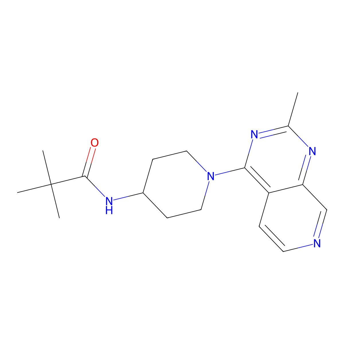 2,2-dimethyl-N-(1-{2-methylpyrido[3,4-d]pyrimidin-4-yl}piperidin-4-yl)propanamide molecular structure, CAS 2741945-84-4
