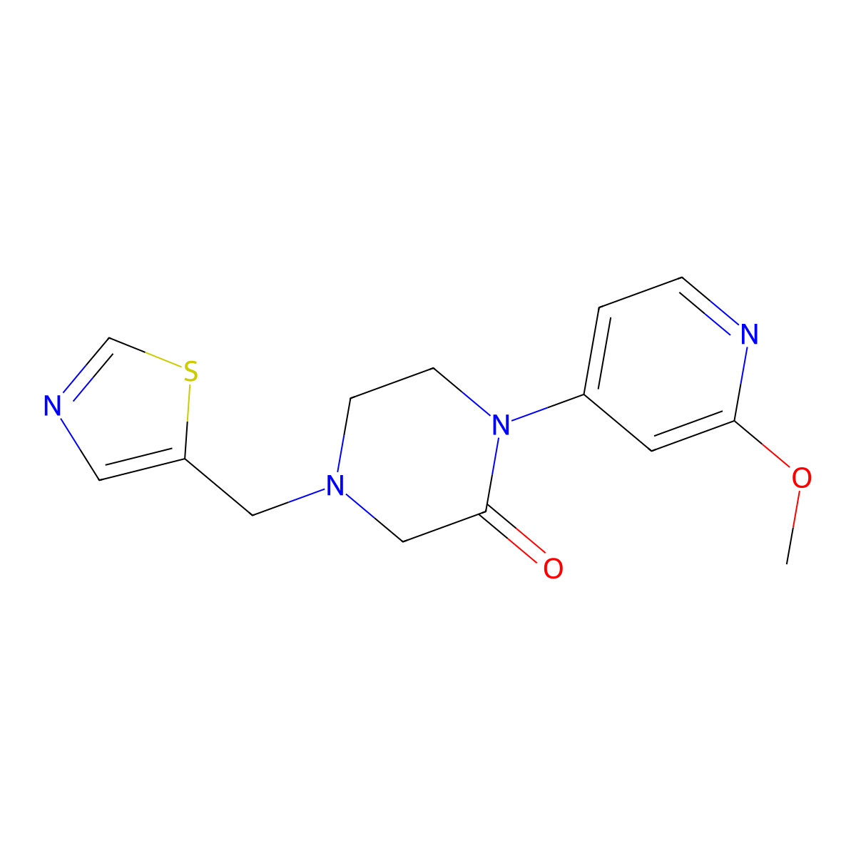 1-(2-Methoxypyridin-4-yl)-4-[(1,3-thiazol-5-yl)methyl]piperazin-2-one molecular structure, CAS 2741945-85-5