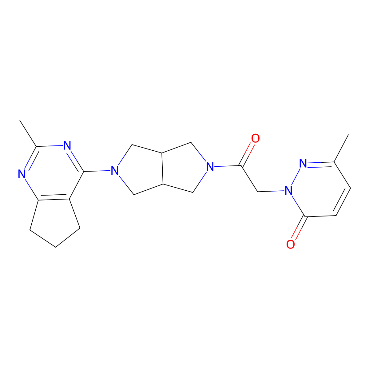 6-methyl-2-[2-(5-{2-methyl-5H,6H,7H-cyclopenta[d]pyrimidin-4-yl}-octahydropyrrolo[3,4-c]pyrrol-2-yl)-2-oxoethyl]-2,3-dihydropyridazin-3-one molecular structure, CAS 2741945-91-3