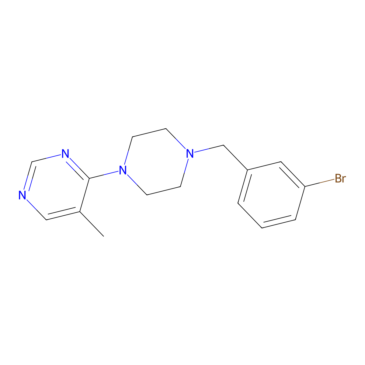 4-{4-[(3-Bromophenyl)methyl]piperazin-1-yl}-5-methylpyrimidine molecular structure, CAS 2741945-95-7