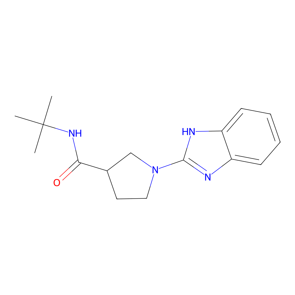 1-(1H-1,3-benzodiazol-2-yl)-N-tert-butylpyrrolidine-3-carboxamide molecular structure, CAS 2741945-98-0